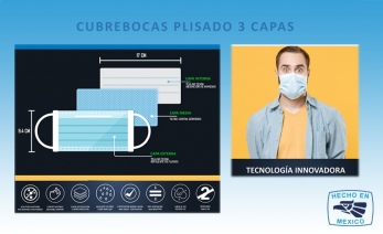 Caja con 50 Cubrebocas Plisado 3 Capas