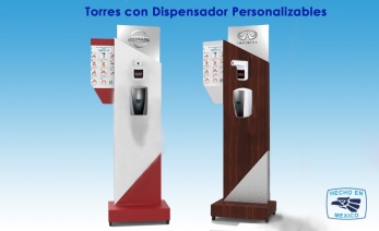 Torre de MDF con Dispensador Autom. y Termómetro IR